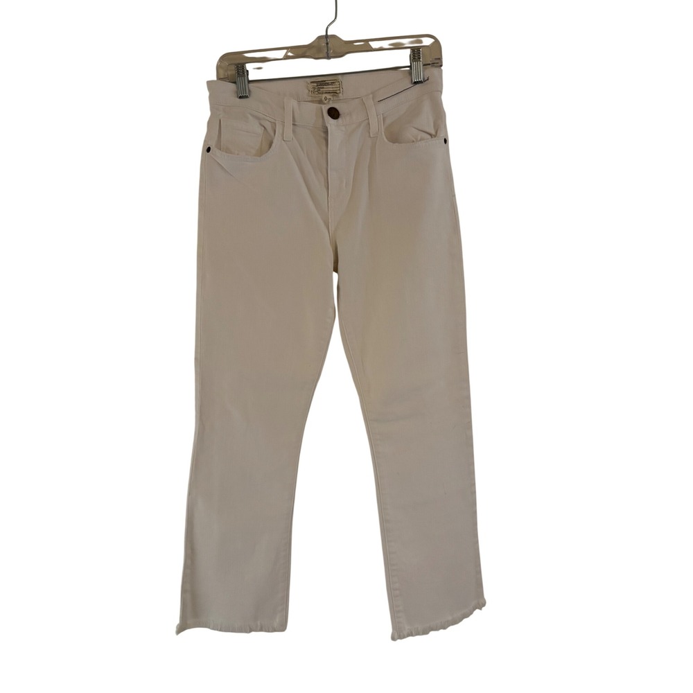 Current Elliott White Straight Leg Frayed Hem Jeans 28-0